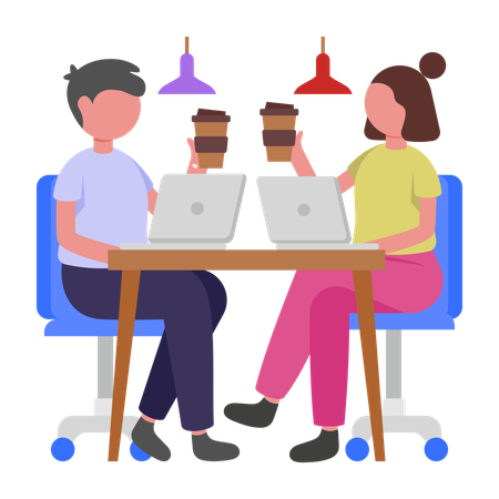 Co Worker working together  Illustration