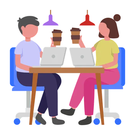 Co Worker working together  Illustration