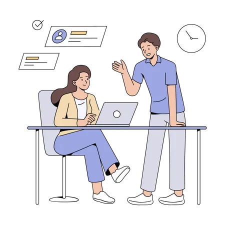Co-workers communicating  Illustration