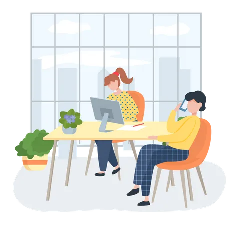 Co working people meeting Illustration