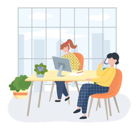 Co working people meeting  Illustration