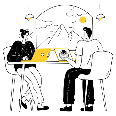 Co-working Space in a New City  Illustration