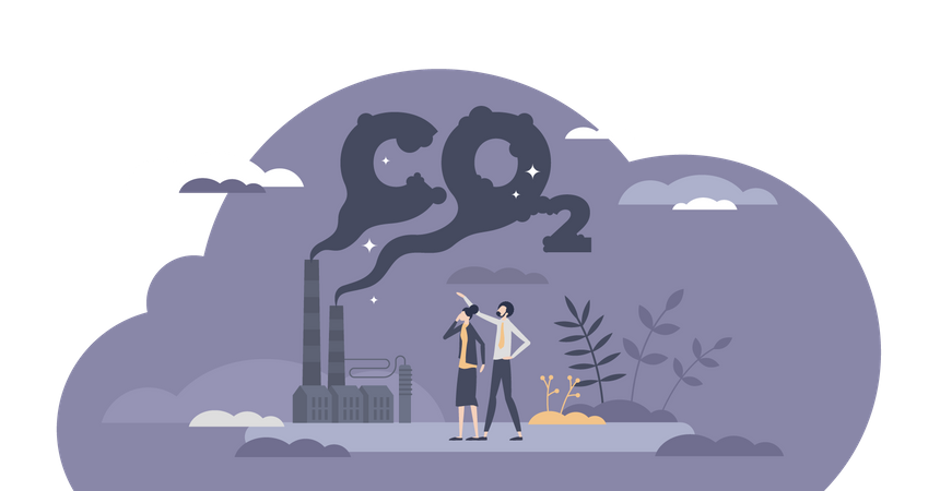 CO2 emissions as dangerous carbon dioxide  Illustration