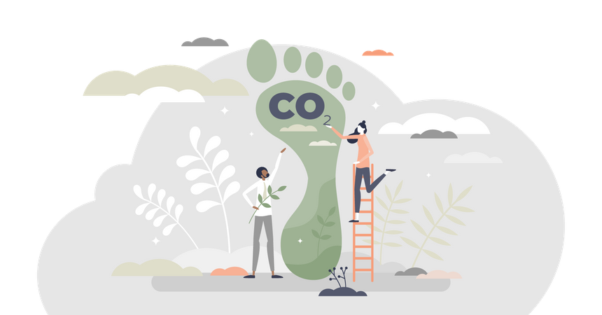 CO2-Fußabdruck als Belastung durch CO2-Emissionen  Illustration