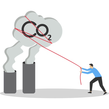 Reduzieren Sie den CO2-Fußabdruck, verringern Sie Emissionen und Umweltverschmutzung  Illustration