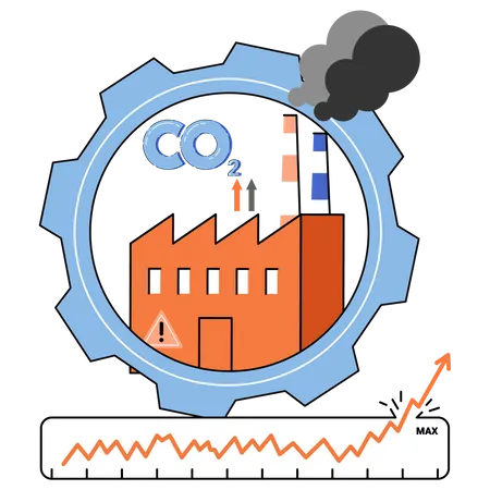 Record High Levels Carbon Dioxide CO 2 Atmosphere Industrial Emissions Affect Changes In Carbon Dioxide Concentration Causes Of Climate Change On Planet Problems Of Environment And Ecology Metaphor Illustration