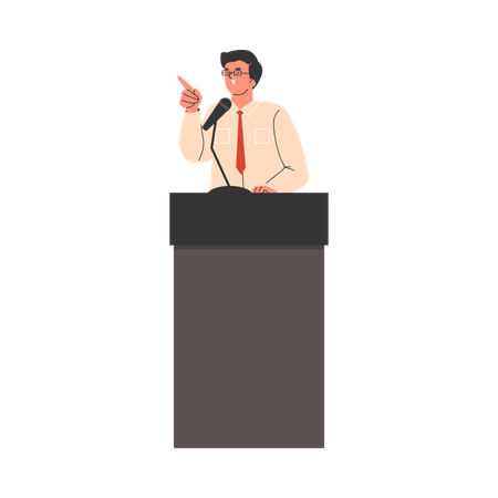 Coach d'affaires avec discours de motivation  Illustration