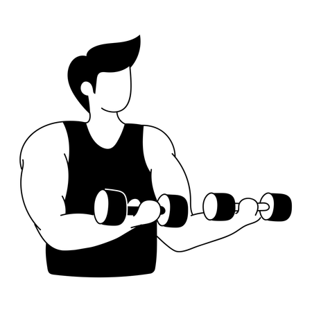 Coach does dumbbell exercise  Illustration
