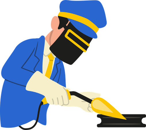 Coach doing metal welding of train  Illustration