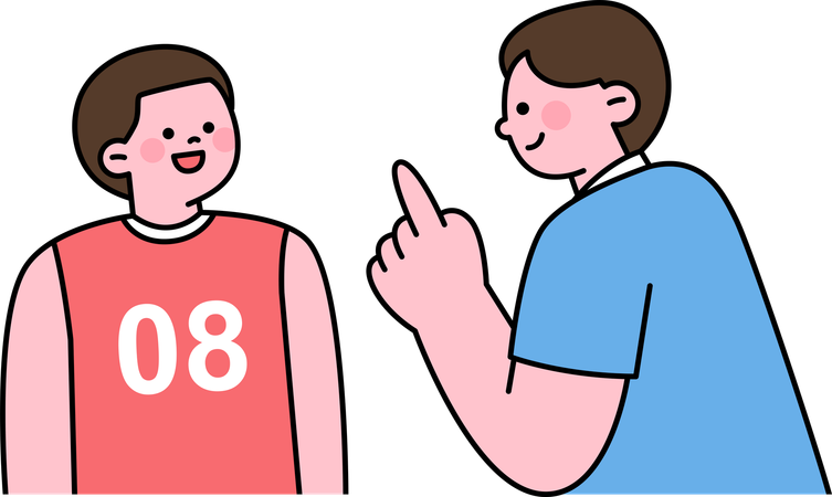 Coach giving instruction to player  Illustration