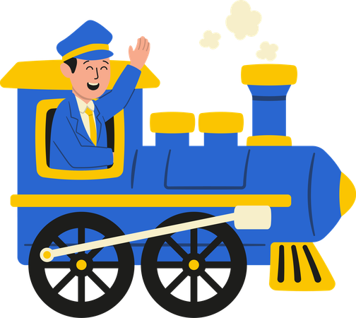 Coach takes train on journey  Illustration