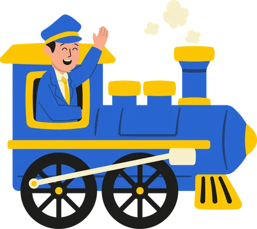 Coach takes train on journey  Illustration