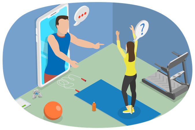 Coaching de salle de sport en ligne  Illustration