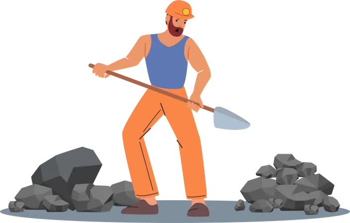 Coal mine worker extracting coal  Illustration