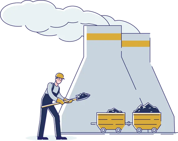 Coal Mining and Extractor Industry  Illustration