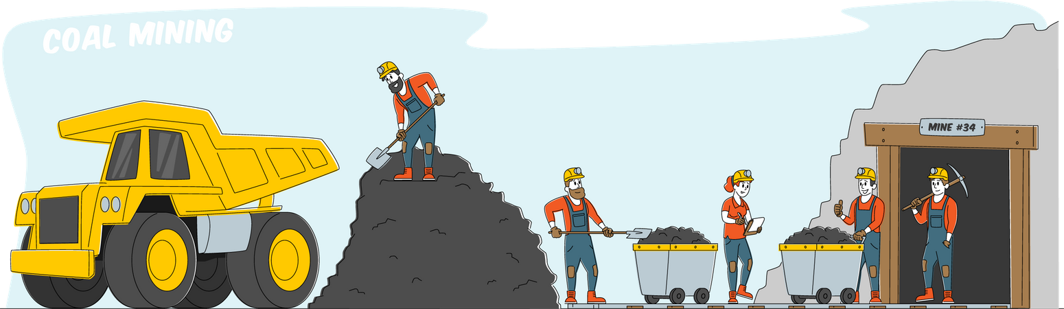 Coal mining industry Illustration