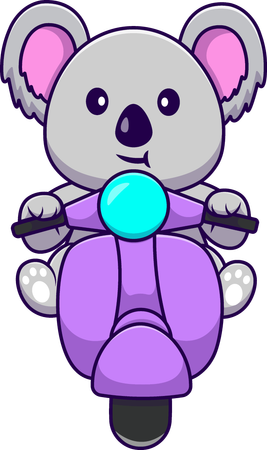 Koala montando scooter  Ilustração