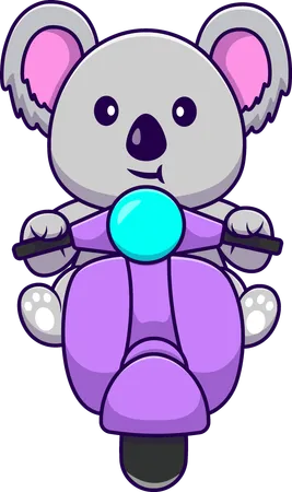 Koala montando scooter  Ilustração