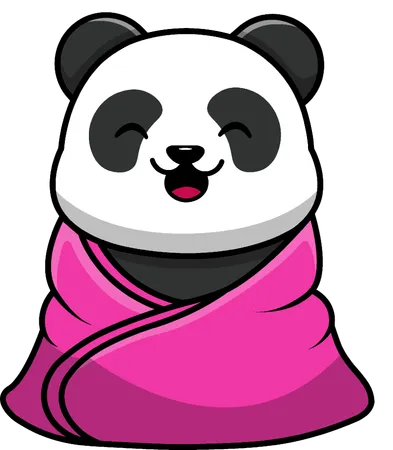 Panda usando cobertor  Ilustração