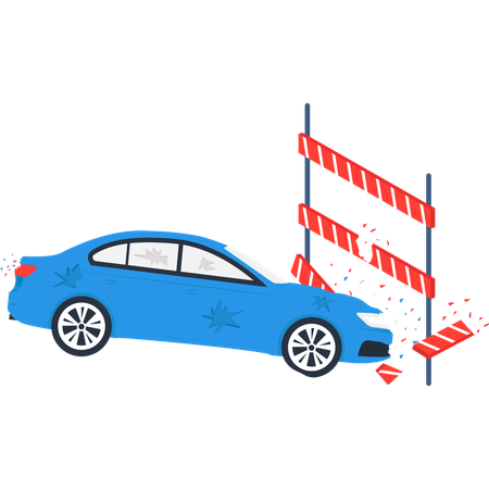 Coche chocando contra una barrera  Illustration