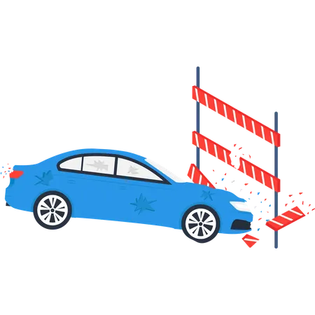 Coche chocando contra una barrera  Illustration