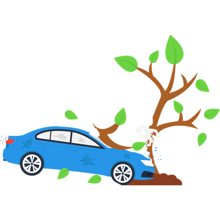 Coche chocando contra un árbol  Illustration