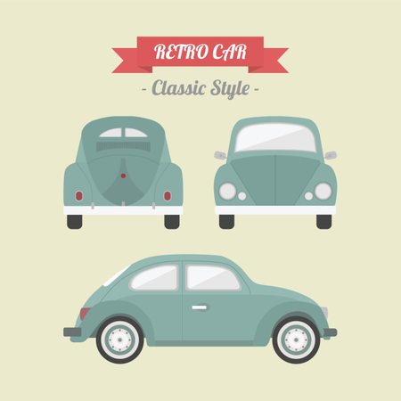 Coche clásico en estilo retro.  Ilustración