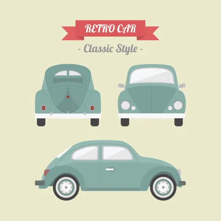 Coche clásico en estilo retro.  Ilustración