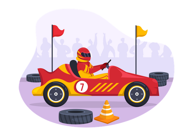 Coche de carreras de fórmula en competición  Ilustración
