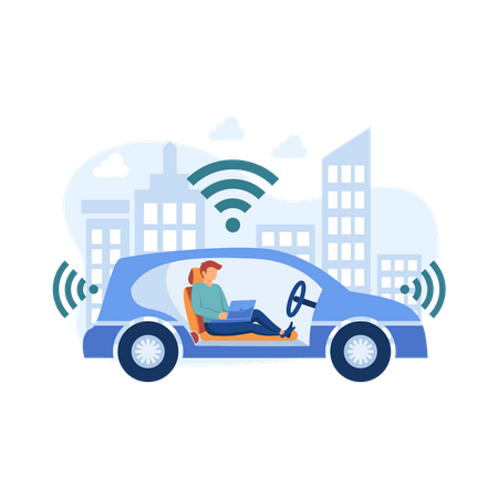 Coche de conducción autónoma  Ilustración