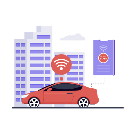 Coche de conducción inteligente  Ilustración