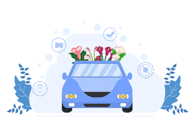 Carro de entrega de flores  Ilustración