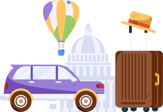 Coche de viaje  Ilustración