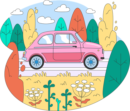 Coche de viaje  Ilustración