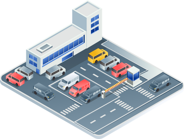 Estacionamiento de la empresa de automóviles  Ilustración