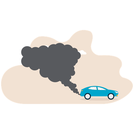 Coche que libera gases nocivos  Ilustración