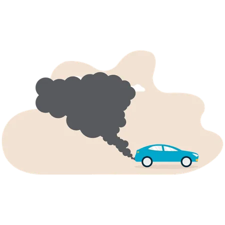 Coche que libera gases nocivos  Ilustración