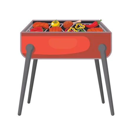 Cocina de barbacoa  Ilustración