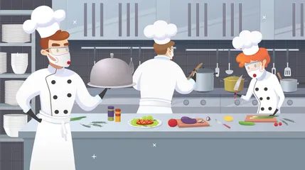 Cocinar durante la pandemia Paquete de Ilustraciones