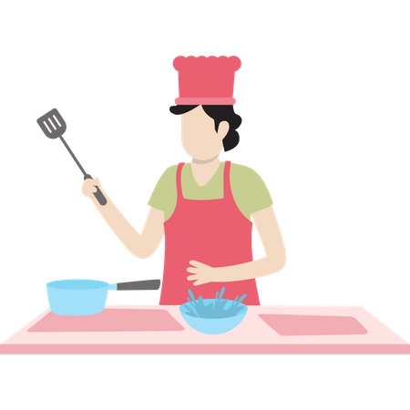 Cocinar comida por chef  Ilustración