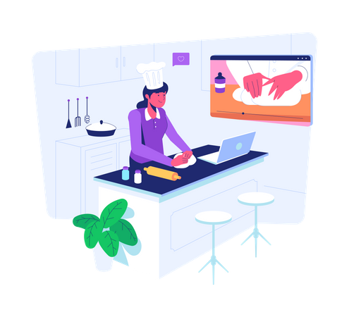 Cocinar en casa  Ilustración