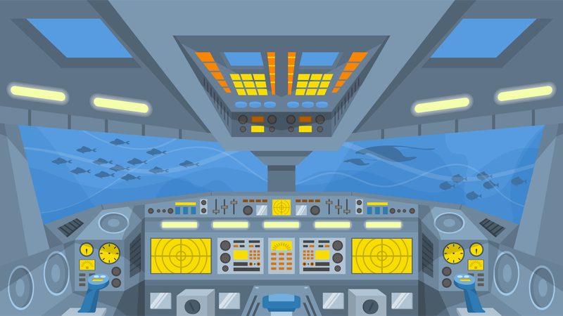 Cabine de submarino  Ilustração