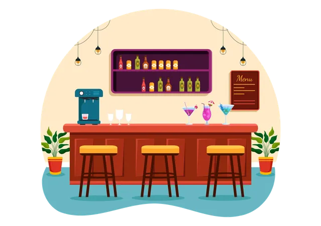 Cocktail Bar Or Nightclub Vector Illustration Of Friends Hanging Out With Alcoholic Fruit Juice Drinks Or Cocktails In Flat Cartoon Background Illustration