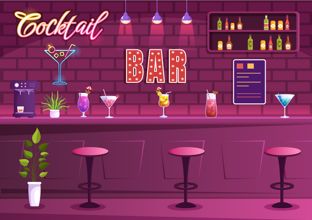 Cocktail Bar  Illustration