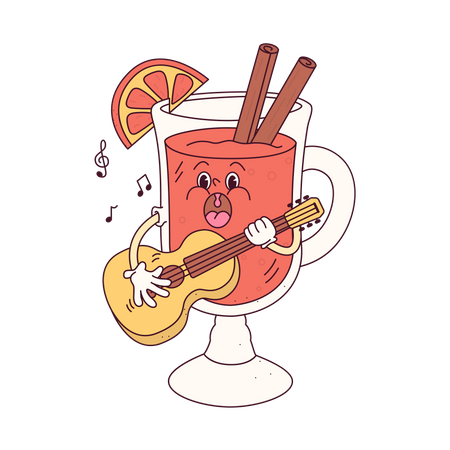 Cocktail Plays Guitar  Illustration