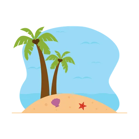 Coconut Trees at beach  일러스트레이션