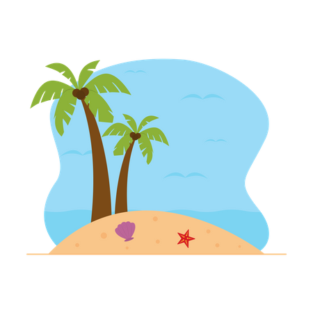 Coconut Trees at beach  Illustration