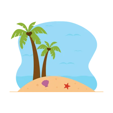 Coconut Trees at beach  Illustration