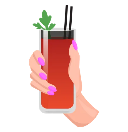 Cóctel de tomate alcohólico picante  Ilustración
