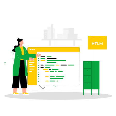 Code de vérification du développeur HTML féminin  Illustration